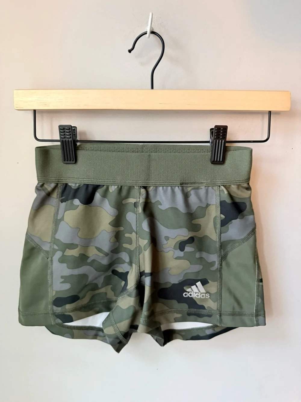 Adidas Techfit Green Camo Compression Shorts Climalite Green Athletic Training